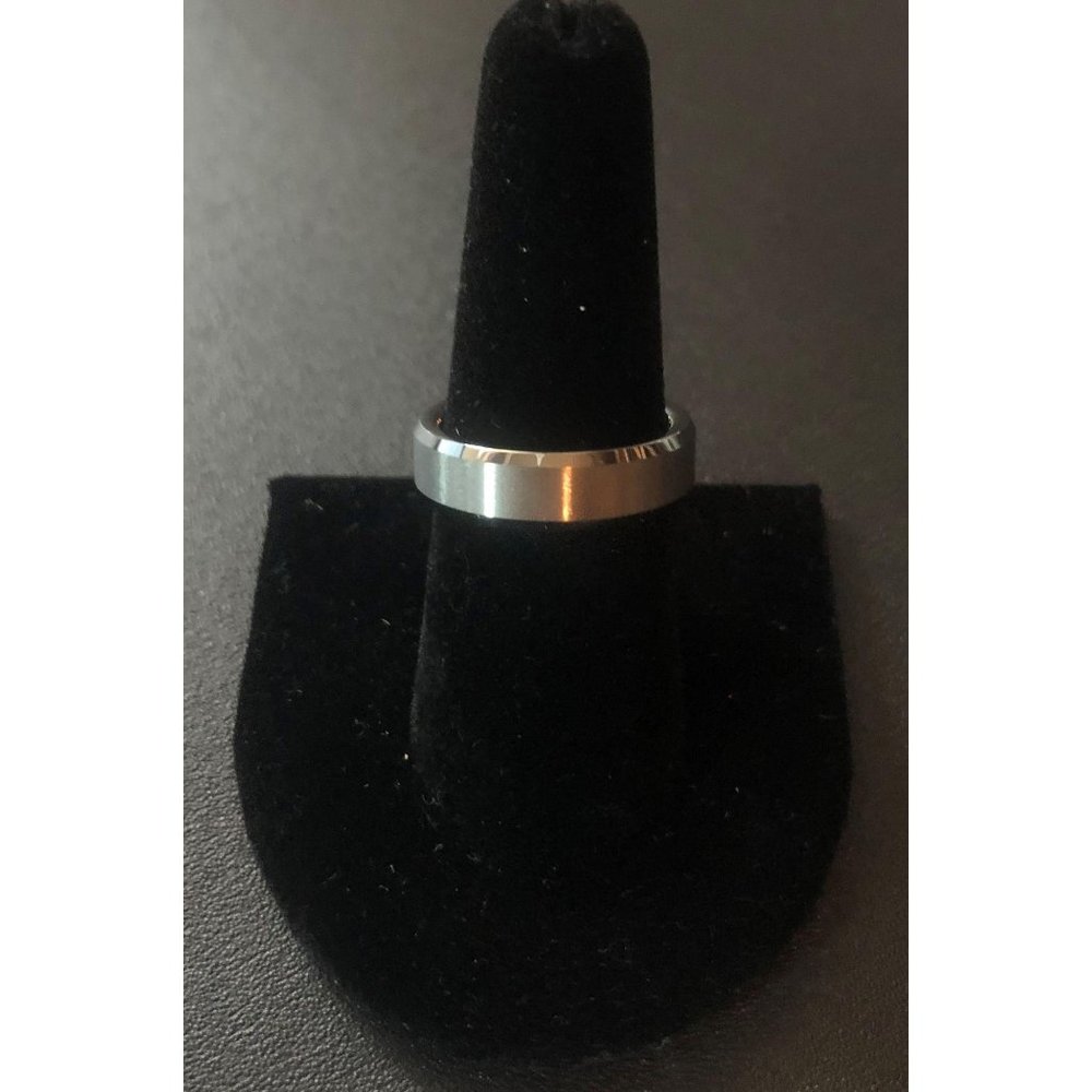 Genuine Tungsten Ring Mens  Silver Wedding Ring